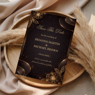 Luxury Gold Floral Wave Save The Date