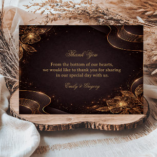 Luxury Gold Floral Wave Thank You Card