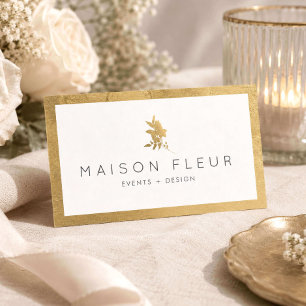 Luxury Gold Floral Wedding Event Planner Business Card