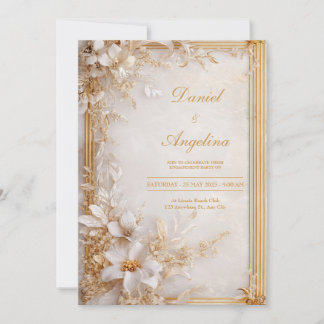 Luxury Gold Floral Wedding  Invitation