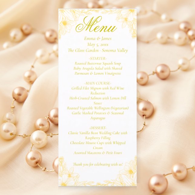 Luxury Gold Floral Wedding Menu Card (Creator Uploaded)