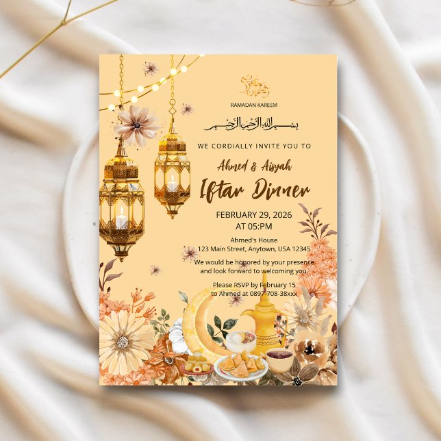 Luxury Gold flowwer Ramadan iftar invitation (Creator Uploaded)