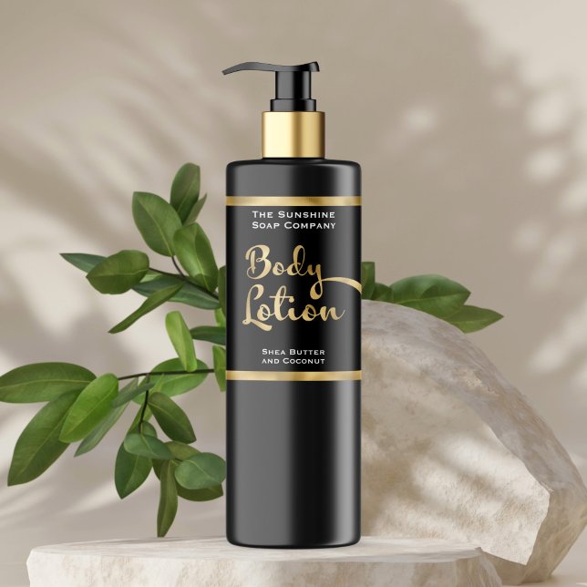 Luxury Gold Foil & Black Body Lotion Bottle Label (Creator Uploaded)