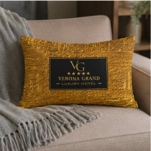 Luxury Gold Foil Five Star Hotel Branding Elegant Decorative Cushion