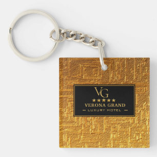 Luxury Gold Foil Five Star Hotel Branding Elegant Key Ring