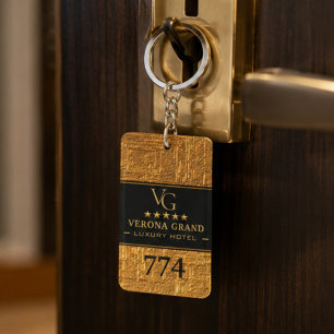 Luxury Gold Foil Five Star Hotel Branding Elegant Key Ring