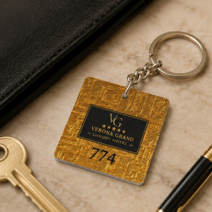 Luxury Gold Foil Five Star Hotel Branding Elegant Key Ring