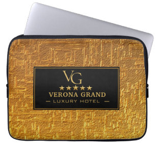 Luxury Gold Foil Five Star Hotel Branding Elegant Laptop Sleeve