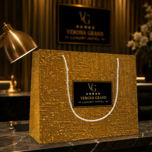 Luxury Gold Foil Five Star Hotel Branding Elegant Large Gift Bag