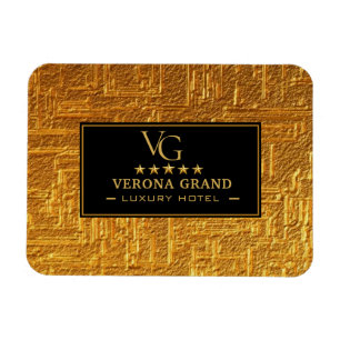 Luxury Gold Foil Five Star Hotel Branding Elegant Magnet
