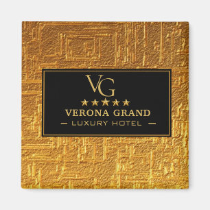 Luxury Gold Foil Five Star Hotel Branding Elegant Magnet
