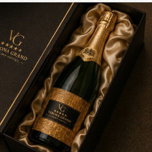 Luxury Gold Foil Five Star Hotel Branding Elegant Sparkling Wine Label