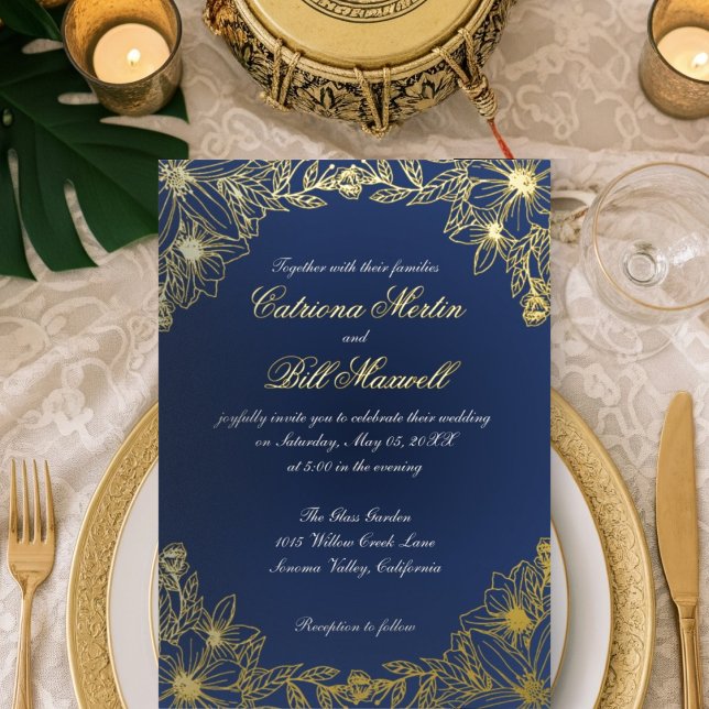 Luxury Gold Foil Floral Wedding Invitation (Creator Uploaded)