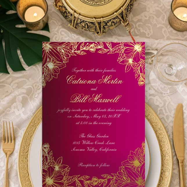 Luxury Gold Foil Floral Wedding Invitation Foil In (Creator Uploaded)