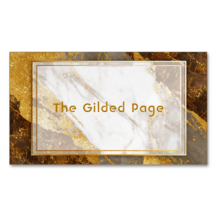 Luxury Gold Foil Marble Abstract Geometric Magnetic Business Card