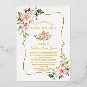 Luxury GOLD FOIL Pink Floral Bridal Tea Party