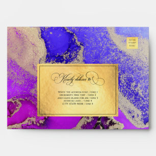 Luxury Gold Foil Purple Amethyst 2Wedding Envelope