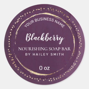 Luxury Gold Foil Purple Soap Bar Product Classic Round Sticker