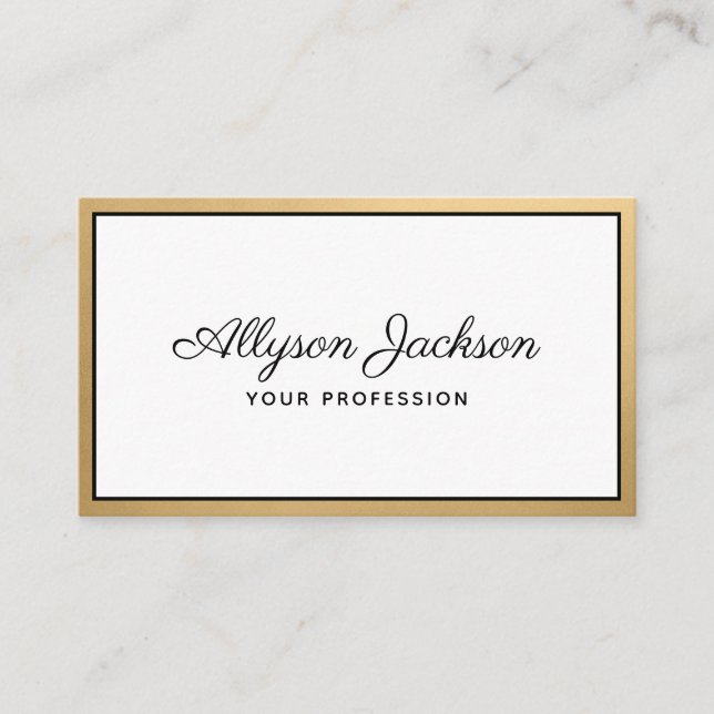 Luxury Gold Foil Script Business Card (Front)