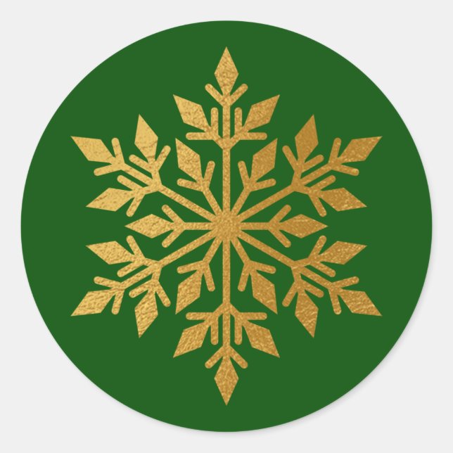 Luxury Gold Foil Snowflake Green Envelope Seal (Front)