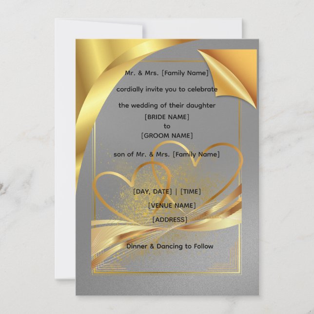 Luxury Gold Foil Style Wedding Invitation | Modern (Front)