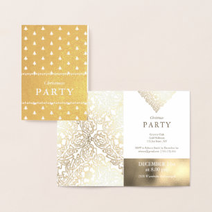 Luxury Gold Foil White Christmas Party Invitations