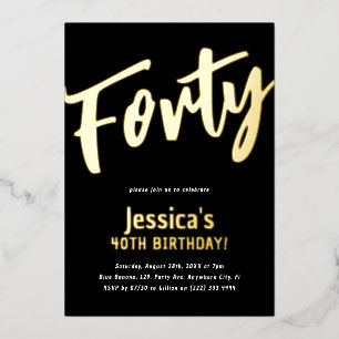 Luxury Gold 'Forty' Adult Milestone 40th Birthday