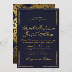 Luxury Gold Frame & Golden Foil Wedding Invitation