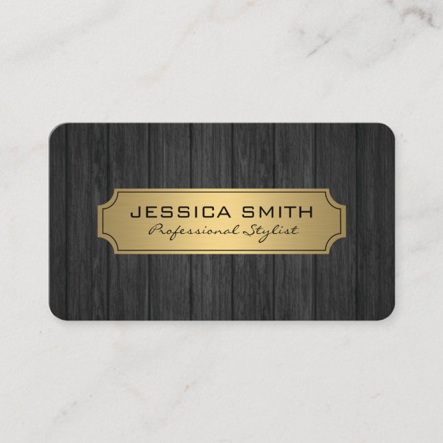 Luxury Gold Frame Wood Business Card (Front)