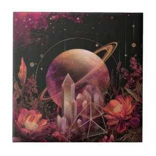 Luxury Gold Galaxy Planet Purple Space Tile