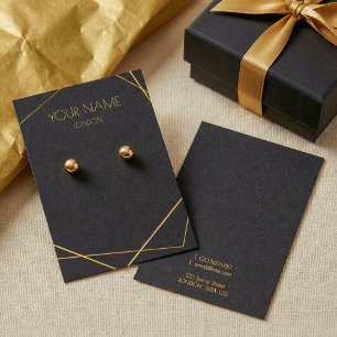 Luxury gold geometric black earring display card