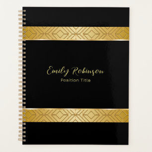 Luxury gold geometric pattern border notebook planner
