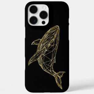Luxury Gold Geometric Whale iPhone 16 Pro Max Case