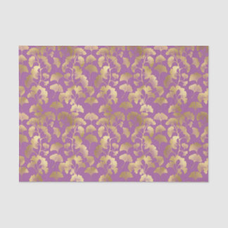 Luxury Gold Ginkgo Leaves on Deep Purple (5) Tissue Paper