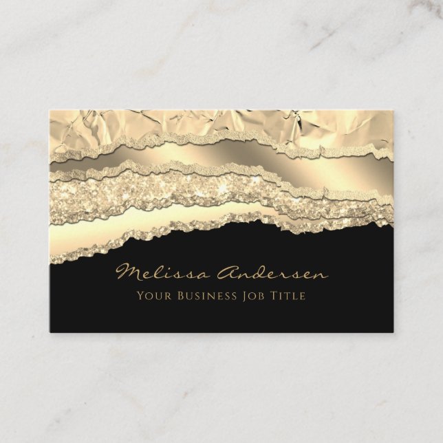 Luxury Gold Glam Glitter Foil Torn Edges Business Card (Front)