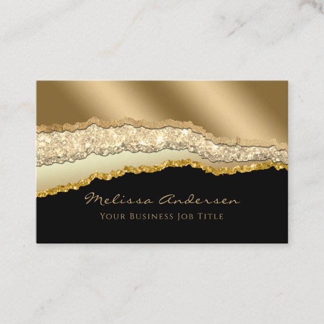 Luxury Gold Glam Glitter Foil Torn Edges Business Card (Front)