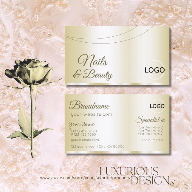 Luxury Gold Glamourous with Logo Professional Business Card (Creator Uploaded)