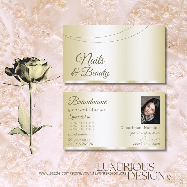 Luxury Gold Glamourous with Photo Professional Business Card (Creator Uploaded)
