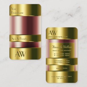 Luxury Gold Glass Can Look Red Fluids 3D Initials Business Card