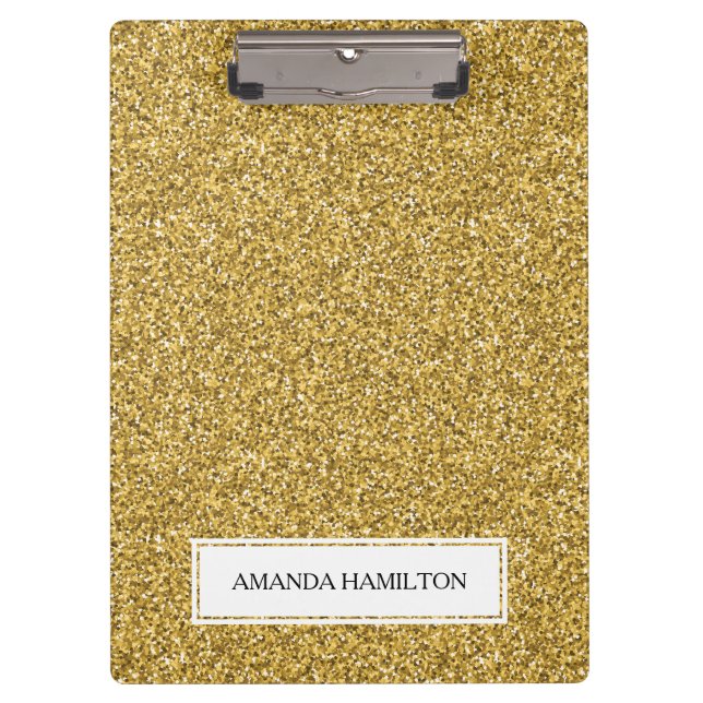 Luxury gold  Glitter add your name Clipboard (Front)