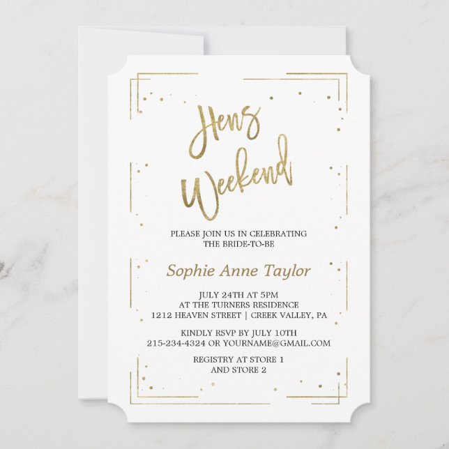 Luxury Gold Glitter Bachelorette Weekend Invitation (Front)