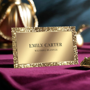 Luxury Gold Glitter Faux Metallic QR code Stylish  Business Card