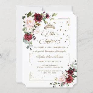Luxury Gold Glitter Floral Mis Quince Quinceañera Invitation
