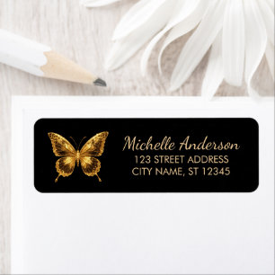 Luxury Gold Glitter Foil Butterfly Return Address 