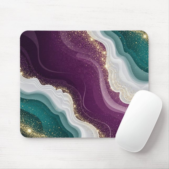 Luxury Gold Glitter Marble Pattern Mouse Mat (With Mouse)