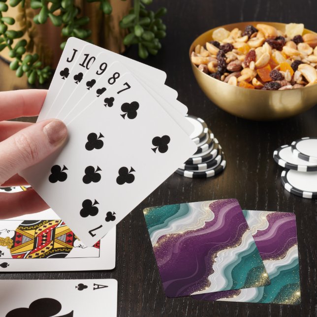 Luxury Gold Glitter Marble Pattern Playing Cards (In Situ)