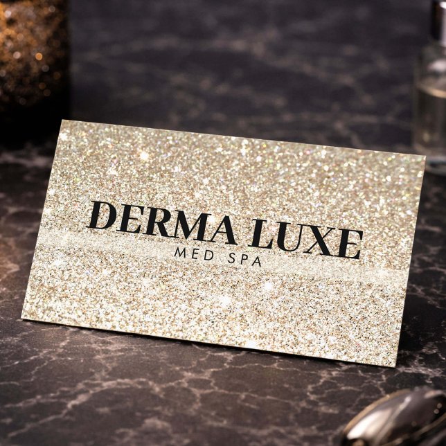 Luxury Gold Glitter Med Spa Injector Minimalist Business Card (Creator Uploaded)