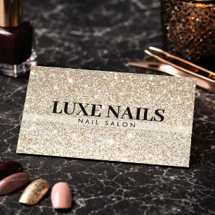 Luxury Gold Glitter Nail Technician Minimalist Business Card