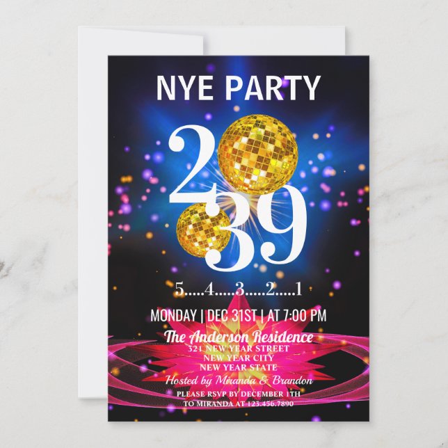 Luxury Gold Glitter New Year's Eve Party Invitation (Front)