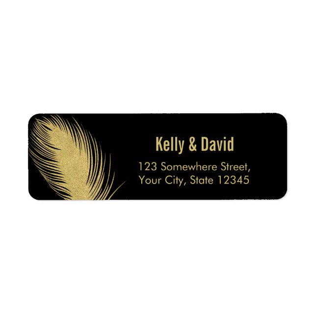 Luxury Gold Glitter Peacock Feather Modern Wedding (Front)